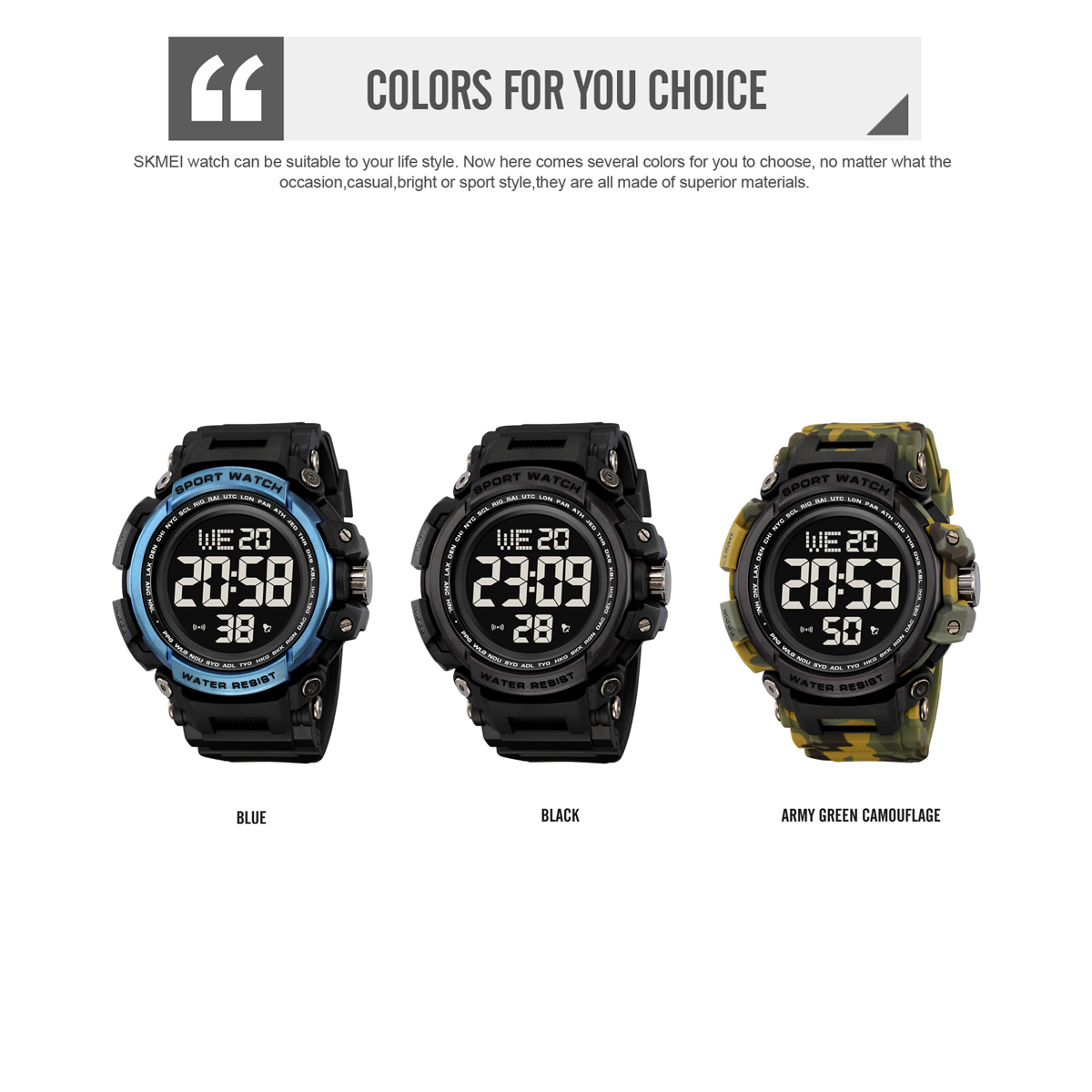 SKMEI 2422 BIG DIAL SHOCK SPORTS WATCHES MEN