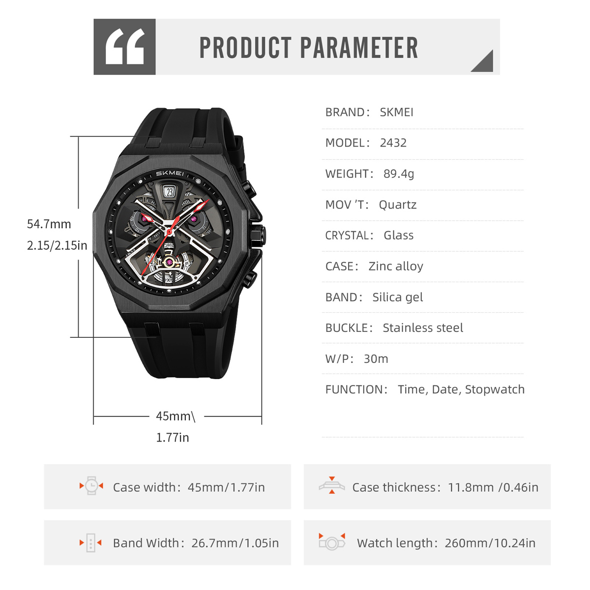 Skmei 2432 New Style Guangzhou Men Quartz Watch