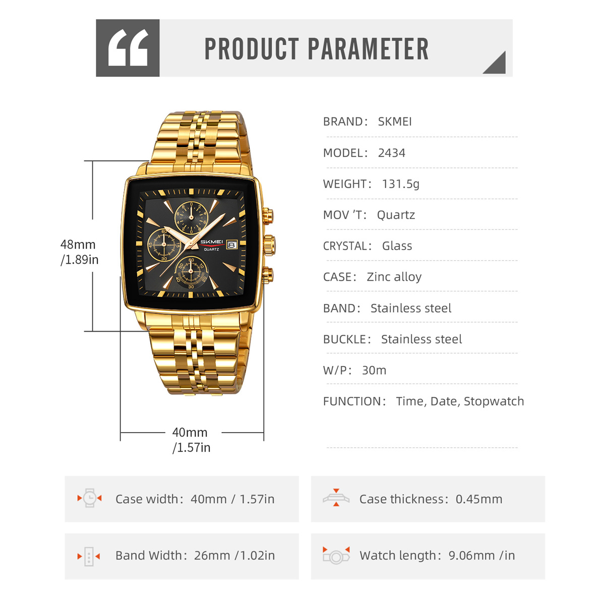 SKMEI 2434 Business Wrist Watches