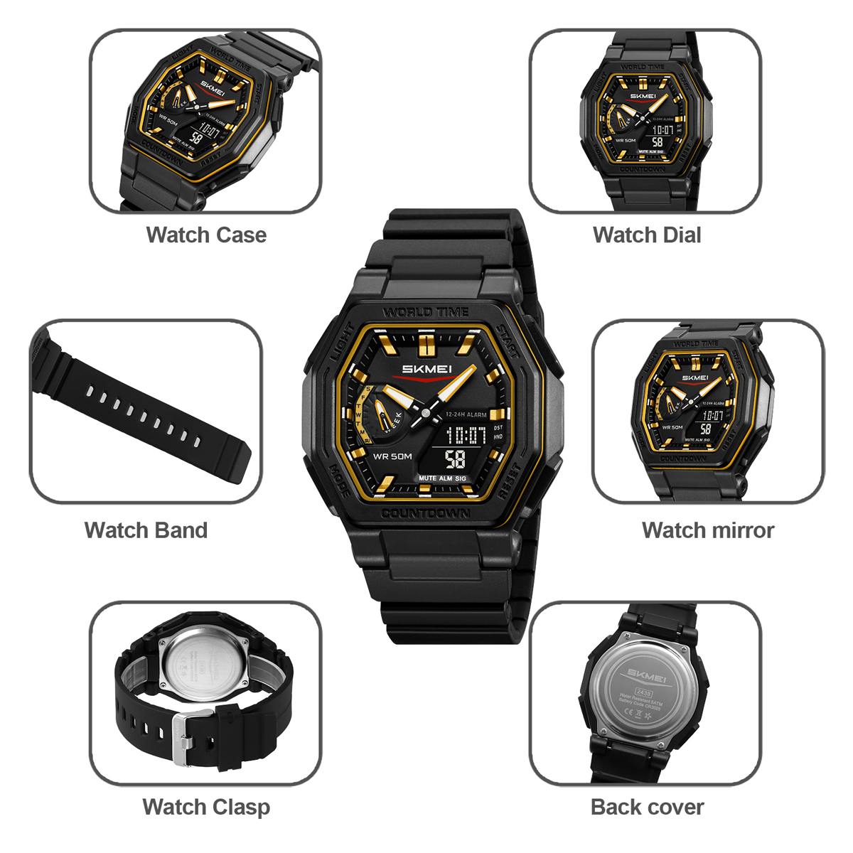 OEM ODM New Arrival Skmei 2438  Black Digital Watch 