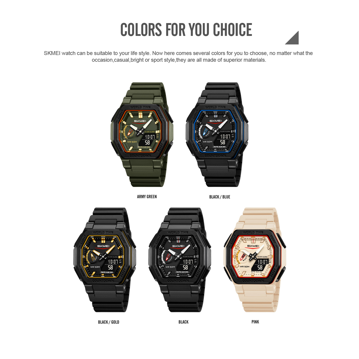 OEM ODM New Arrival Skmei 2438  Black Digital Watch 