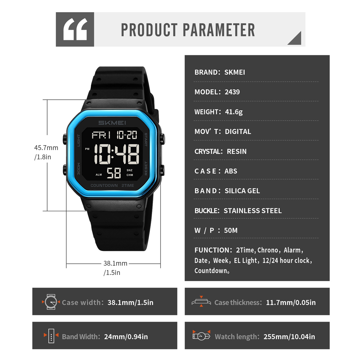 SKMEI 2439 Unisex Sport Young Styles Digital Watch