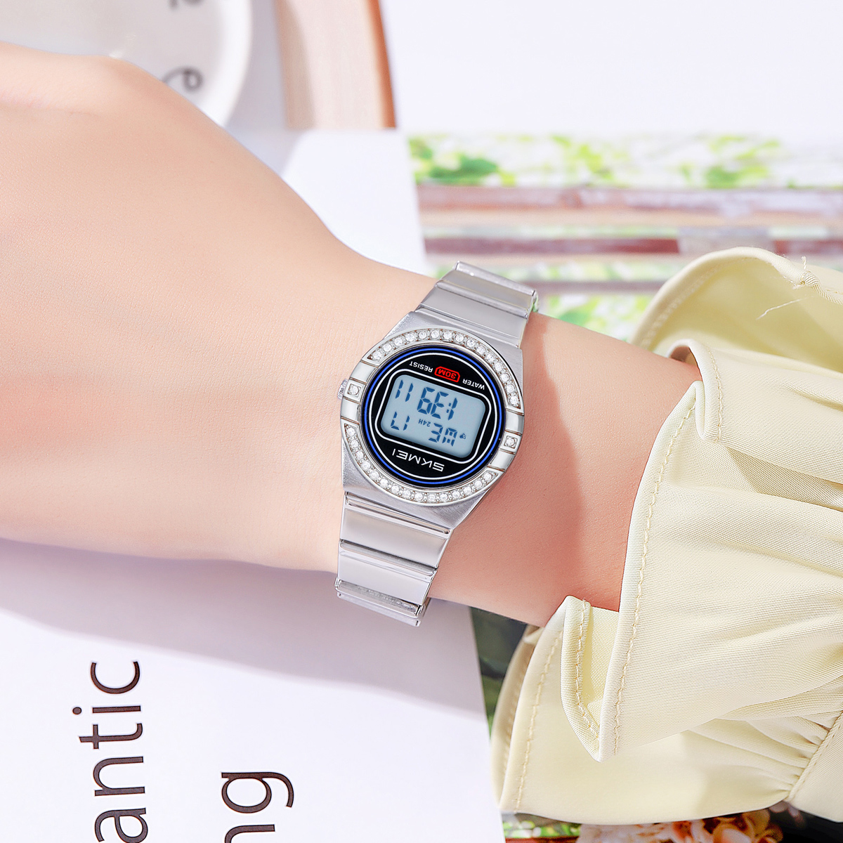 SKMEI 2446 Women's Sport Stainless Steel Band Digital Watch