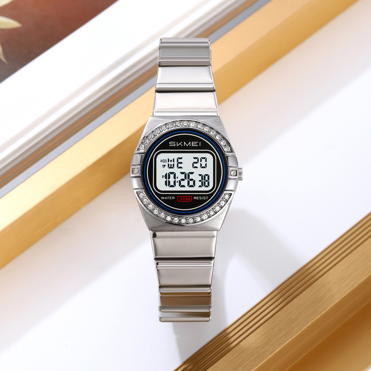 SKMEI 2446 Women's Sport Stainless Steel Band Digital Watch