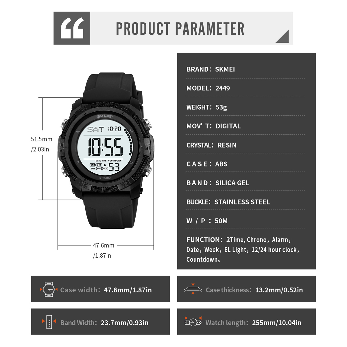 SKMEI 2449 Hot Sell New Arrival Man Digital Watch