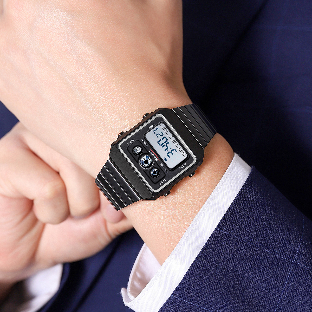 SKMEI 2450 Digital Display Stainless Steel Strap Watch