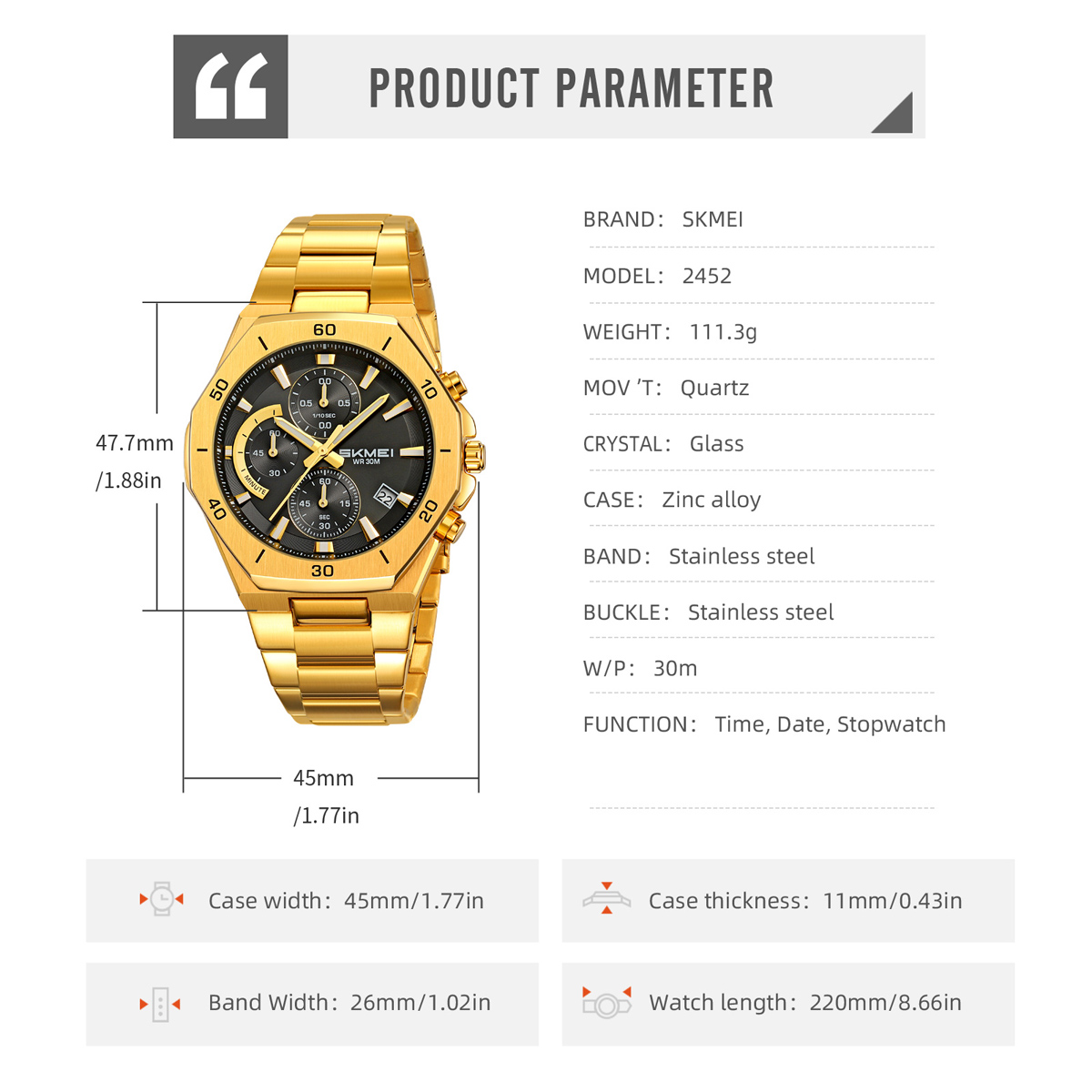 2452 SKMEI Wholesale Supplier Brand Name Skmei Watches