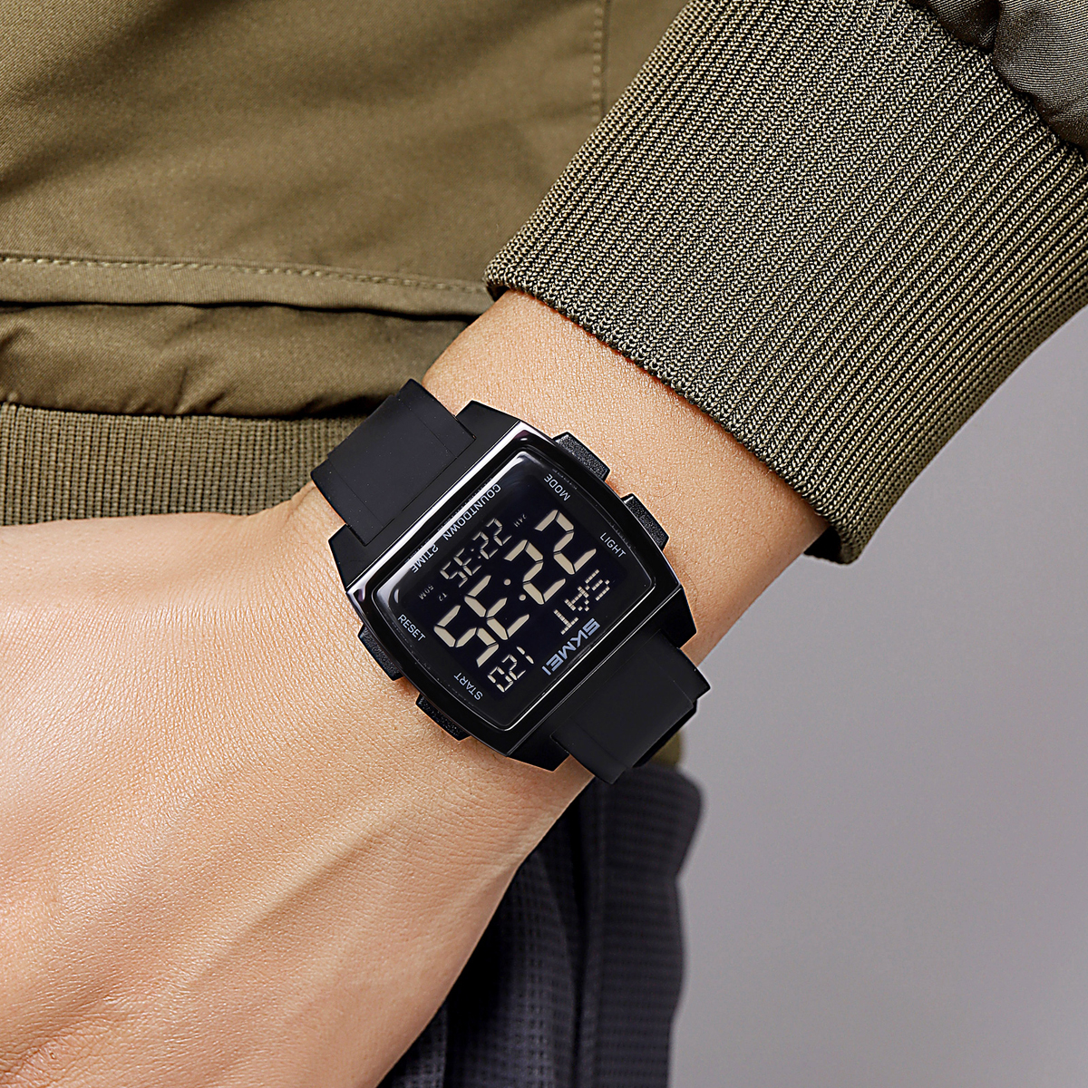 SKMEI 2453 Square Big Numbers Dial Large Face Waterproof Watches