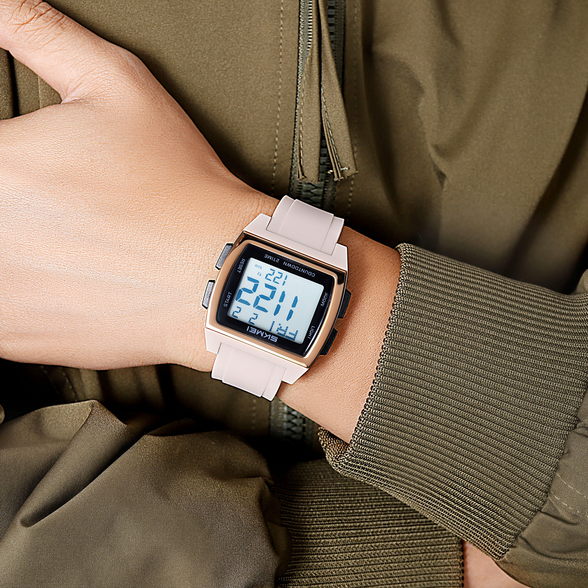 SKMEI 2453 Square Big Numbers Dial Large Face Waterproof Watches