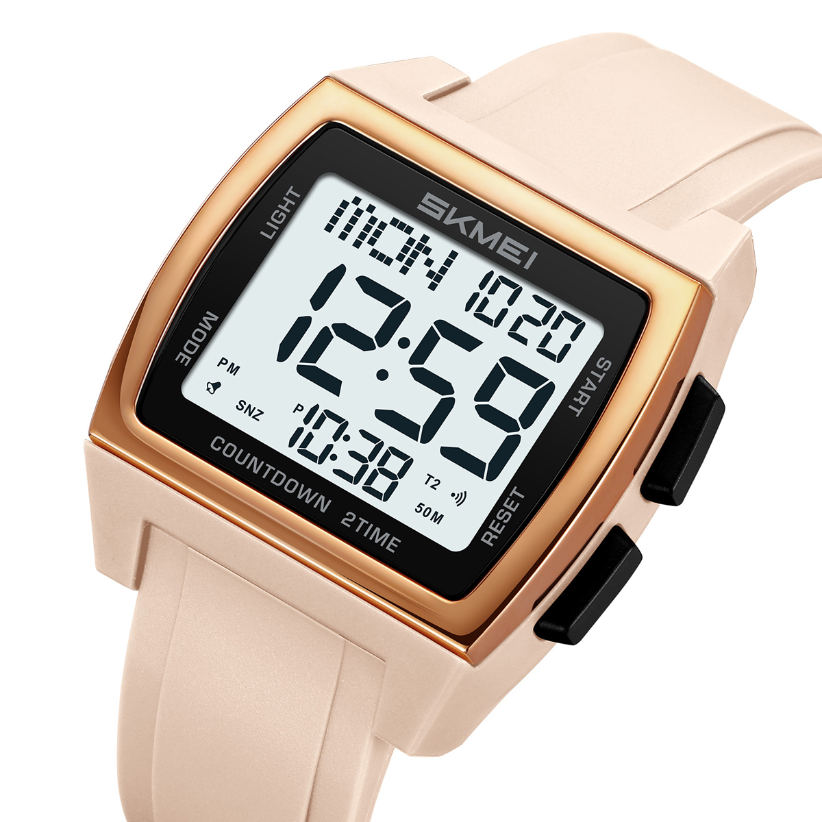 SKMEI 2453 Square Big Numbers Dial Large Face Waterproof Watches