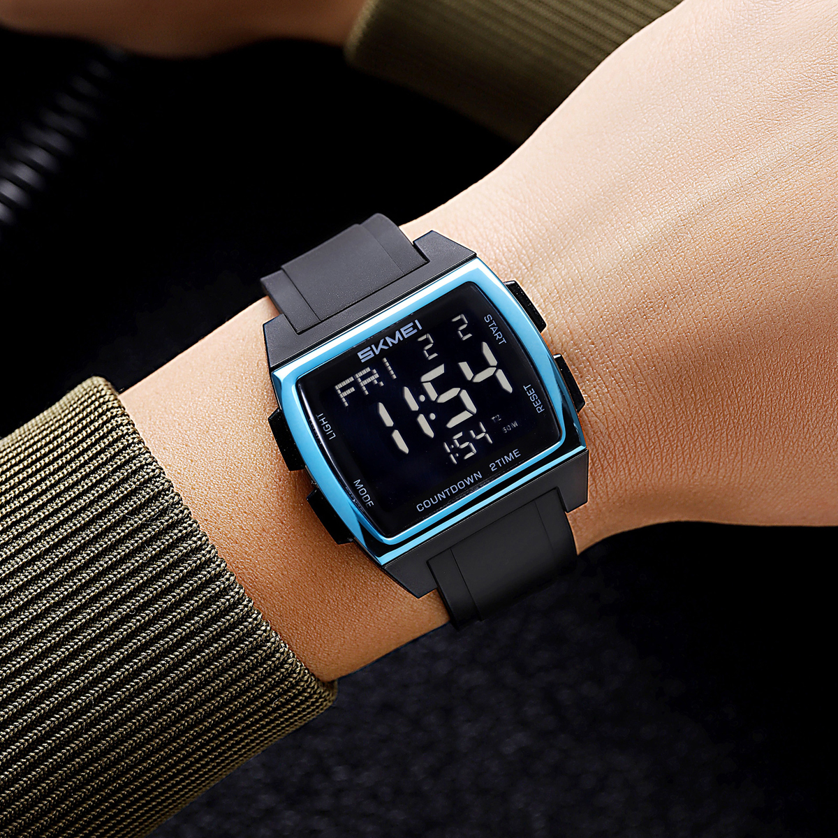 SKMEI 2453 Square Big Numbers Dial Large Face Waterproof Watches