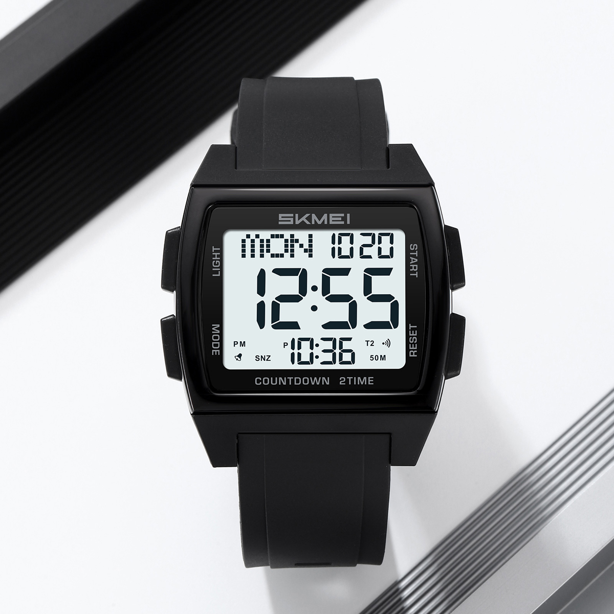 SKMEI 2453 Square Big Numbers Dial Large Face Waterproof Watches