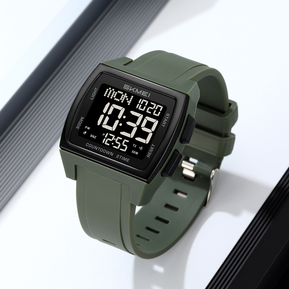 SKMEI 2453 Square Big Numbers Dial Large Face Waterproof Watches