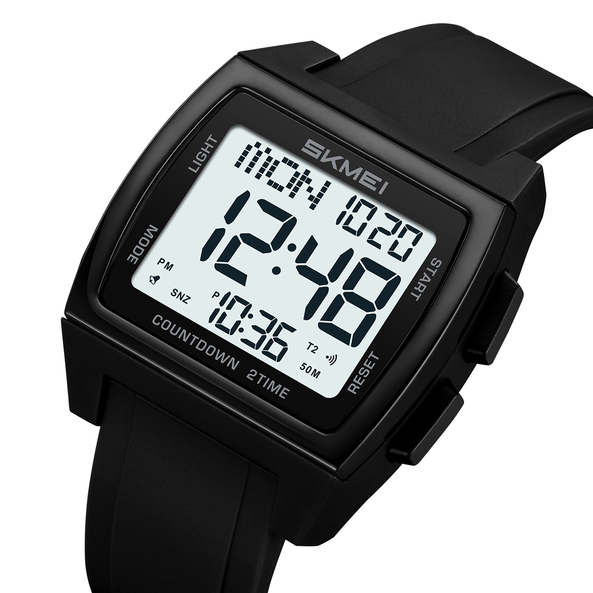 SKMEI 2453 Square Big Numbers Dial Large Face Waterproof Watches