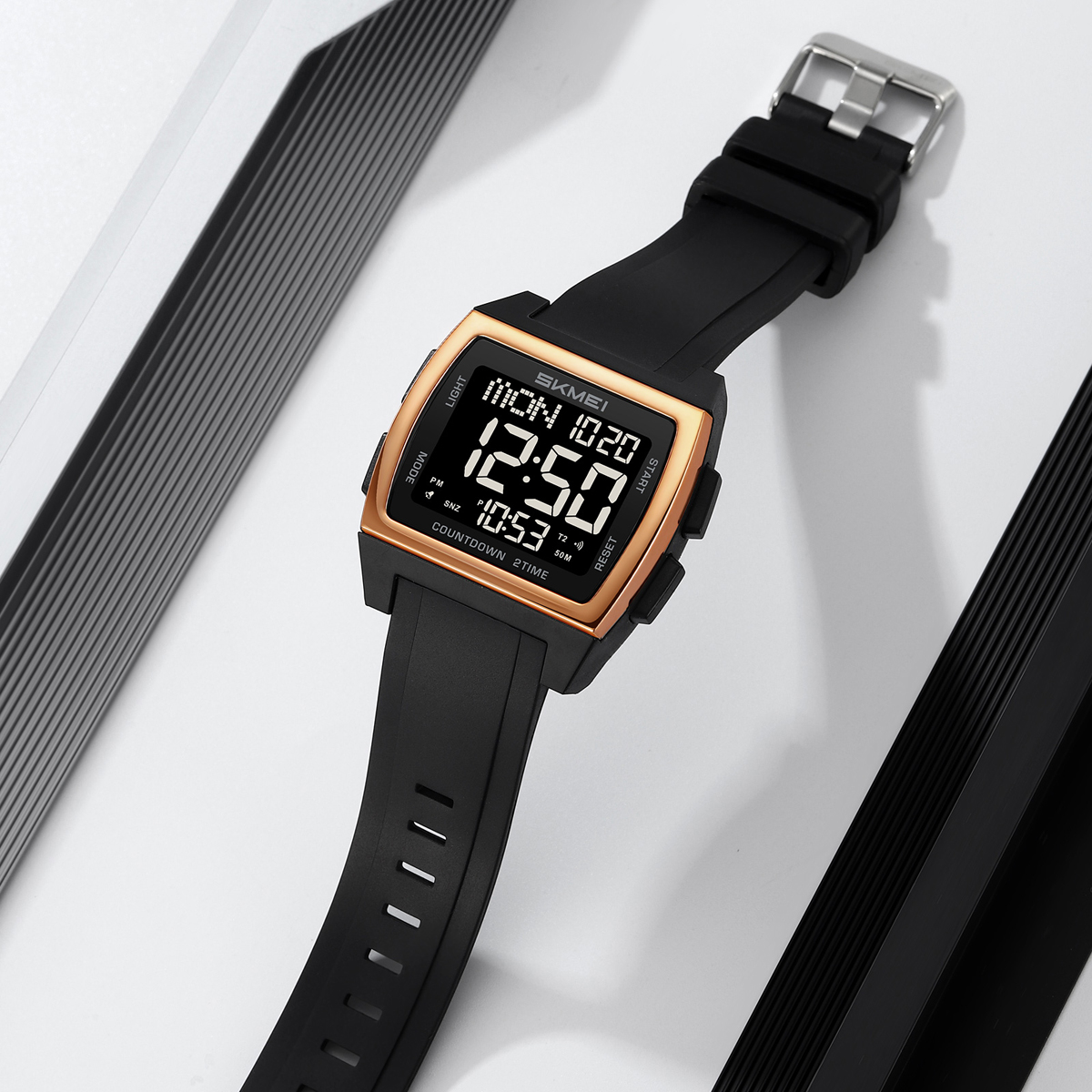 SKMEI 2453 Square Big Numbers Dial Large Face Waterproof Watches