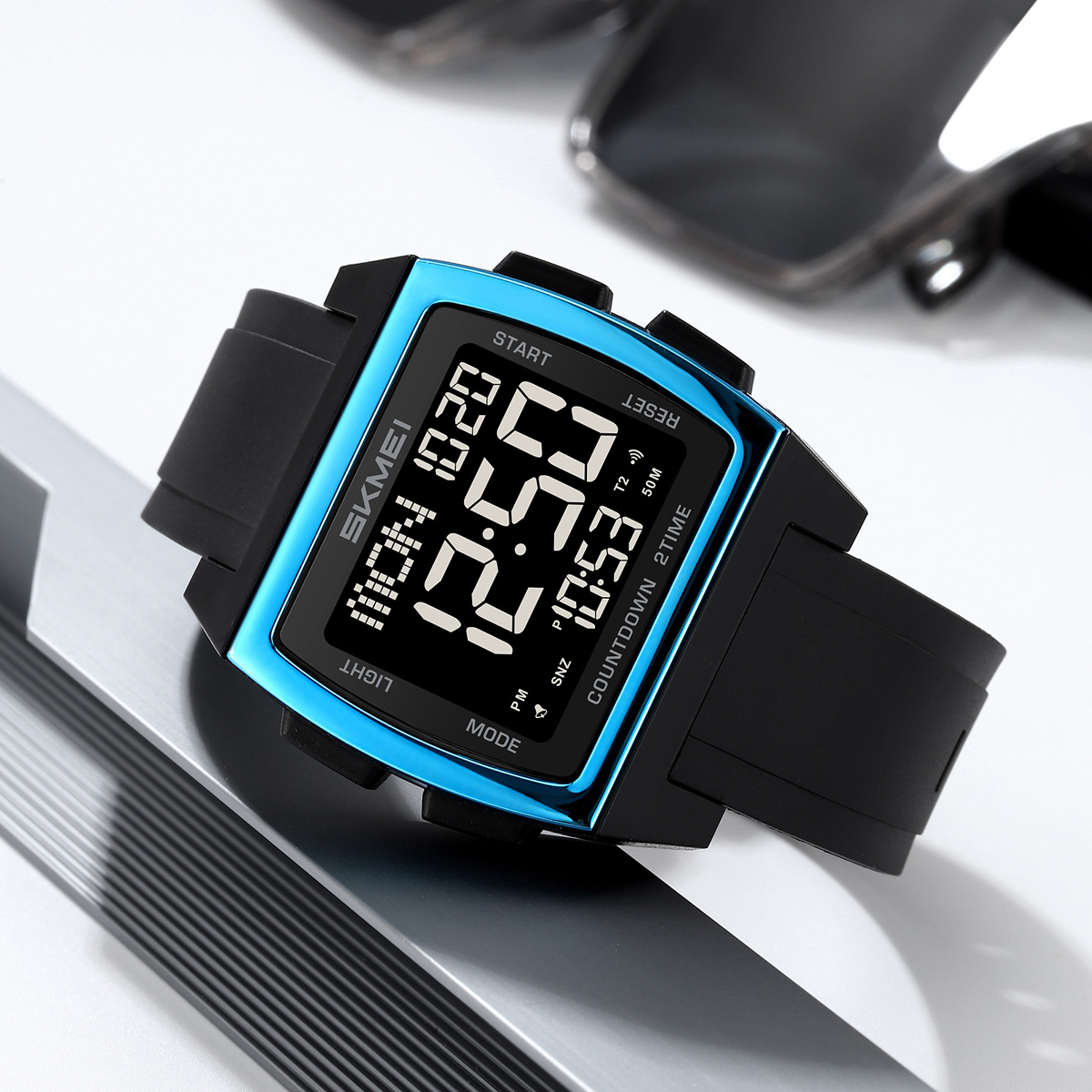 SKMEI 2453 Square Big Numbers Dial Large Face Waterproof Watches