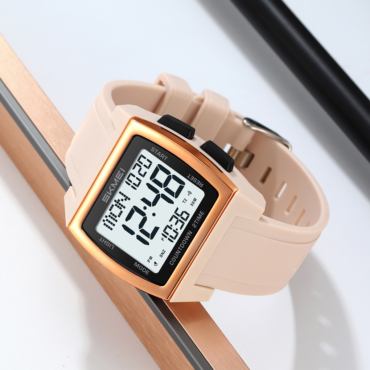 SKMEI 2453 Square Big Numbers Dial Large Face Waterproof Watches