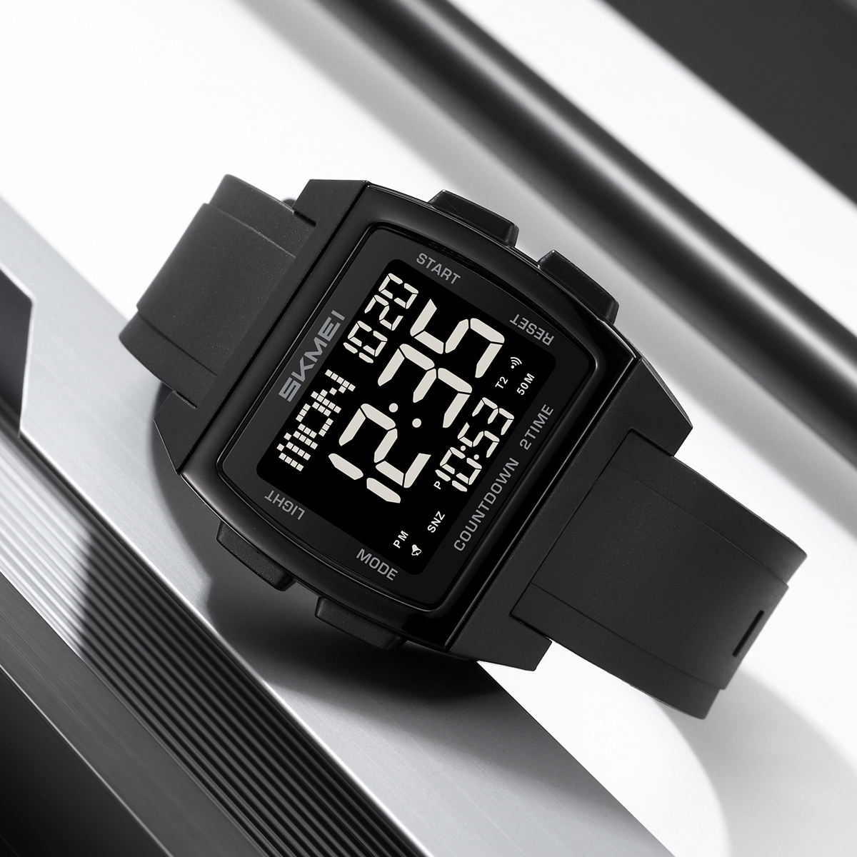 SKMEI 2453 Square Big Numbers Dial Large Face Waterproof Watches