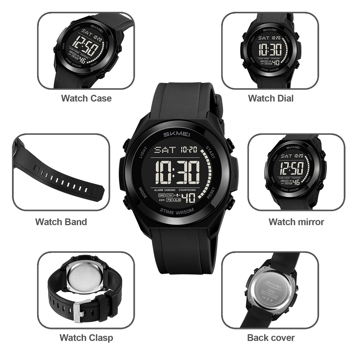 SKMEI 2455 Fashion Wrist Watch Men Wrist Sport Watch