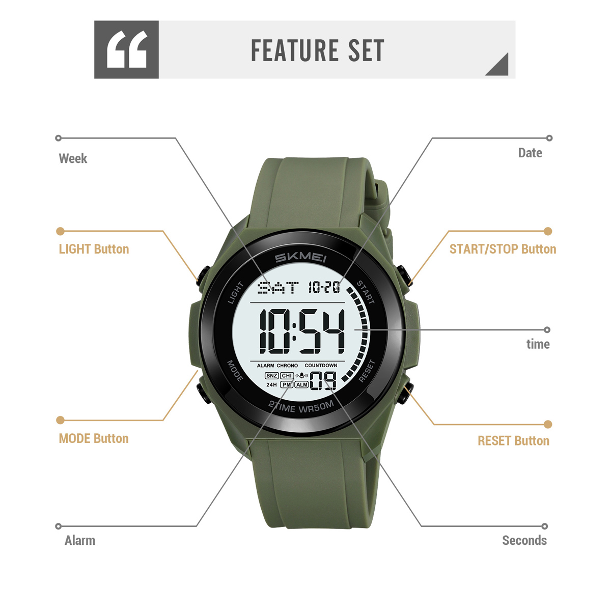 SKMEI 2455 Fashion Wrist Watch Men Wrist Sport Watch