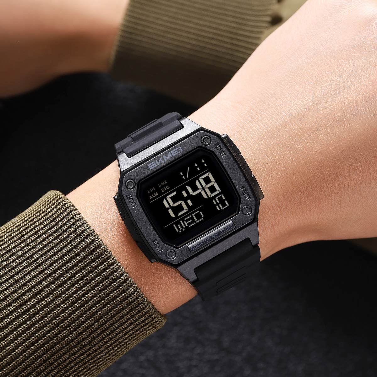 SKMEI 2456 Army Green Electronic Bracelet Watch