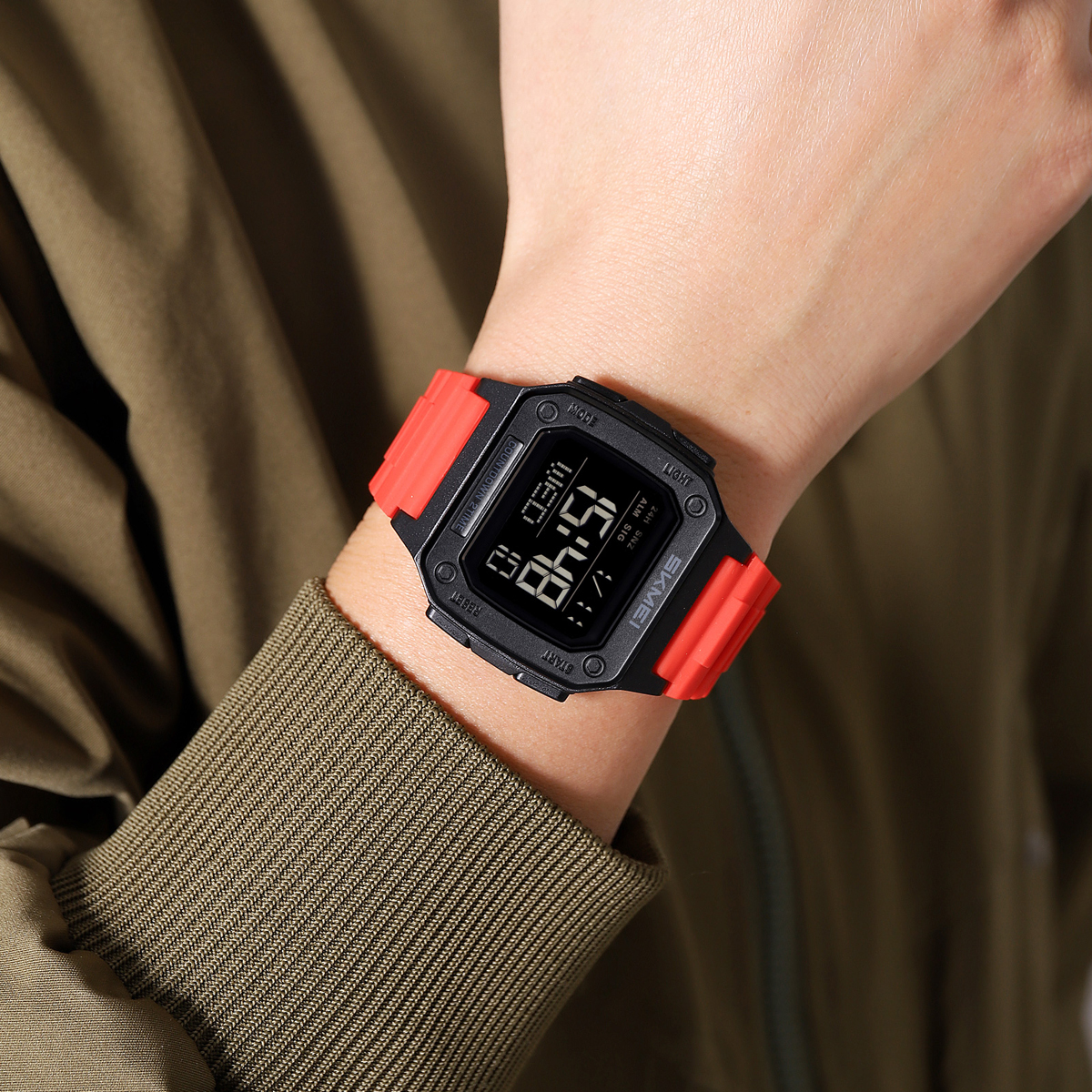 SKMEI 2456 Army Green Electronic Bracelet Watch