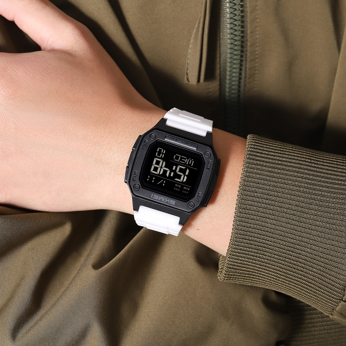 SKMEI 2456 Army Green Electronic Bracelet Watch