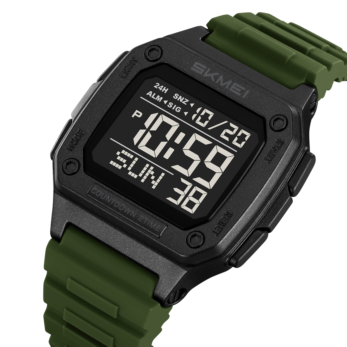 SKMEI 2456 Army Green Electronic Bracelet Watch