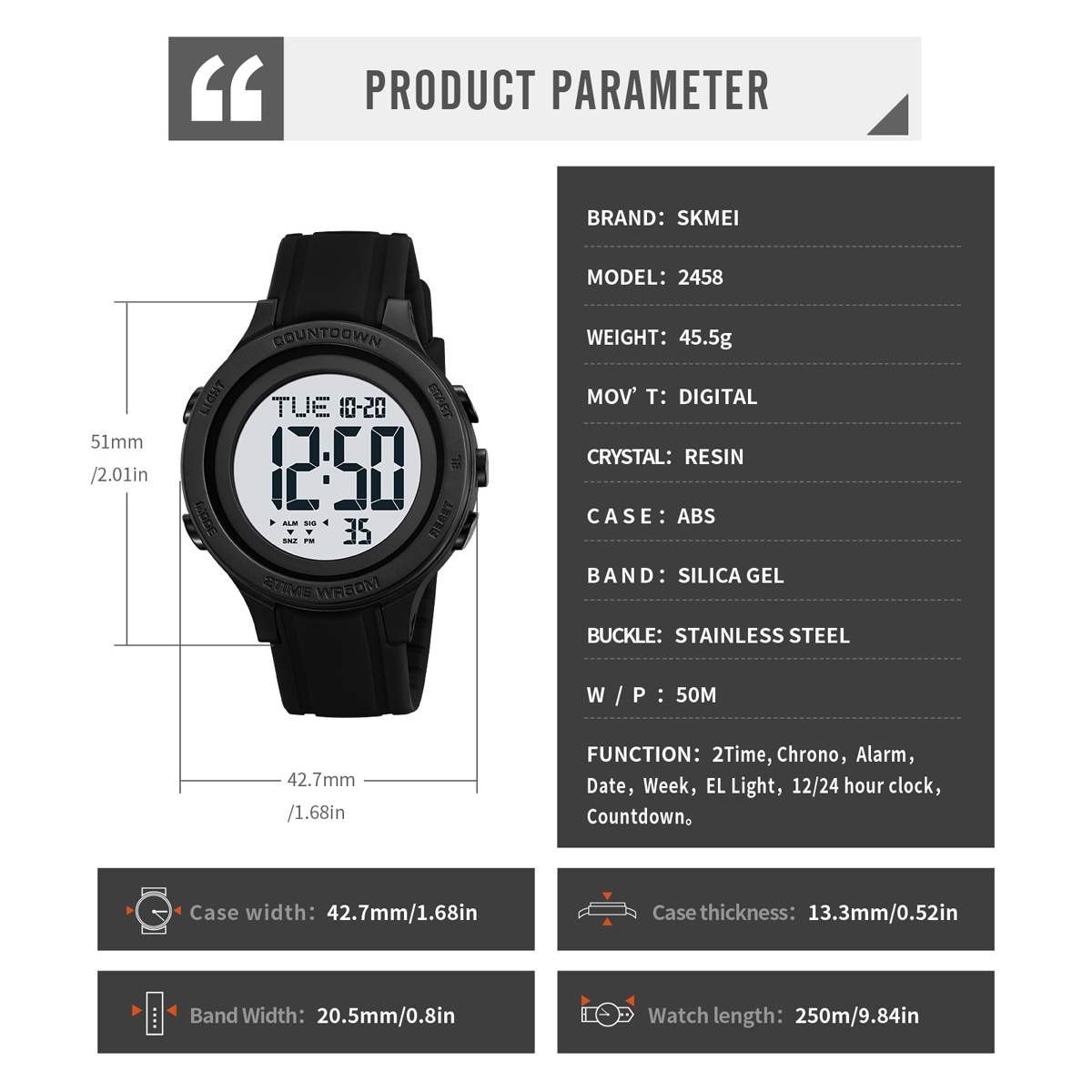 Skmei 2458 Wholesale Fashion Boys Digital Watch