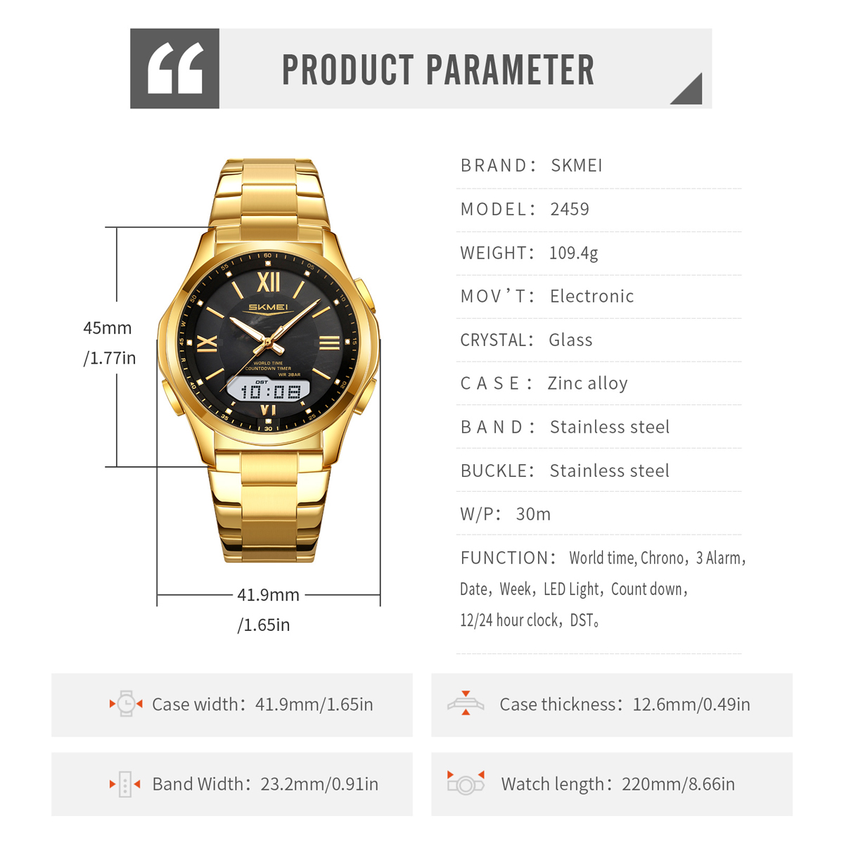 SKMEI 2459 ANGLOGUE WATCH