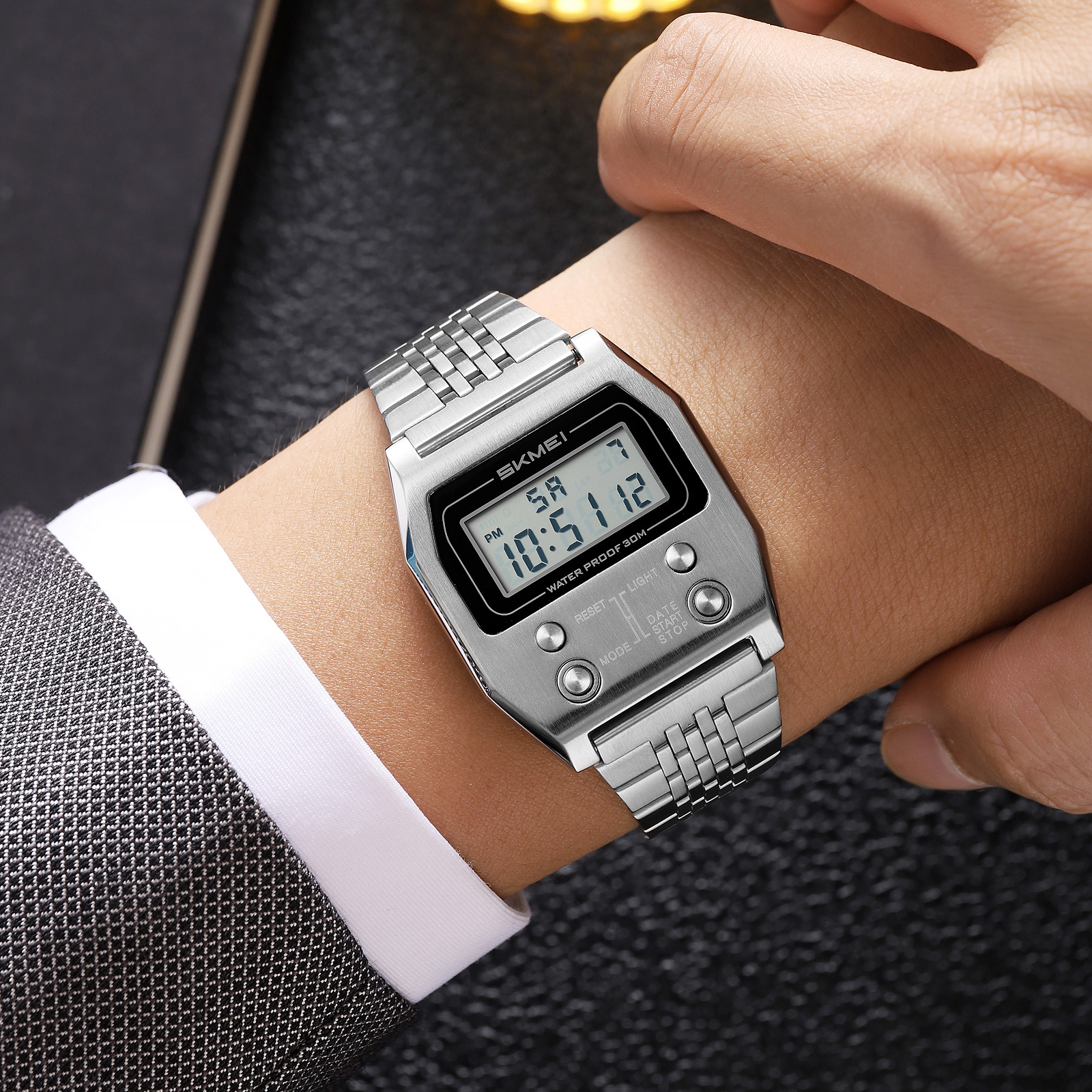 SKMEI 2460 Popular Stainless Steel Sport Watches Digital Watches China Fashion Alarm Relogio