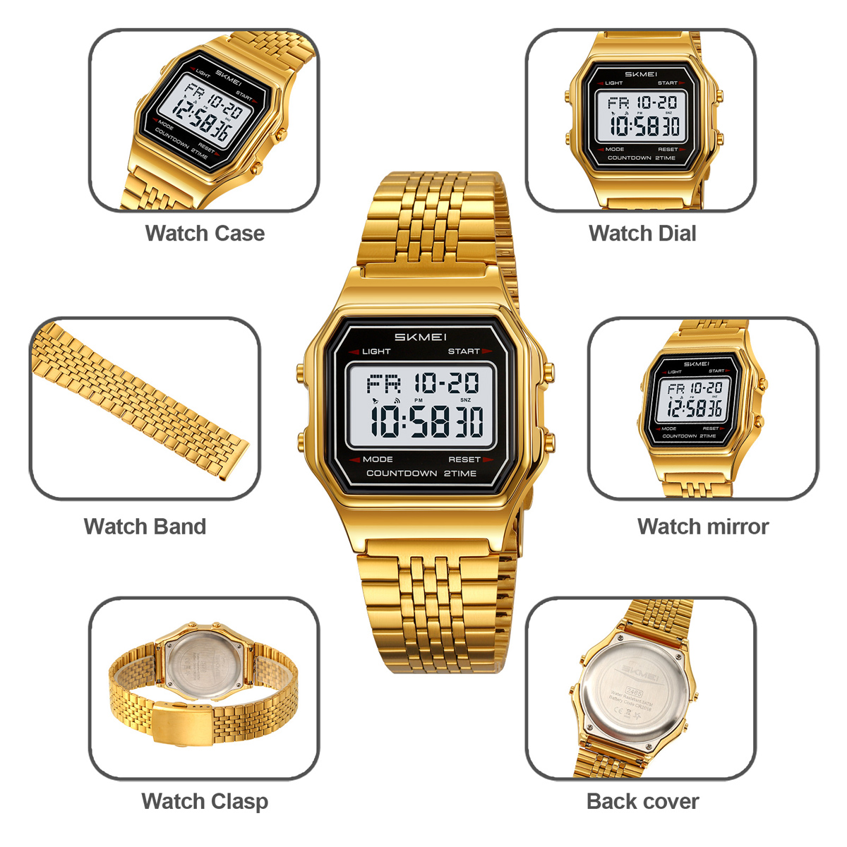 Fashion Brand SKMEI 2465 Top Quality White Style Water Resistant Digital Watch