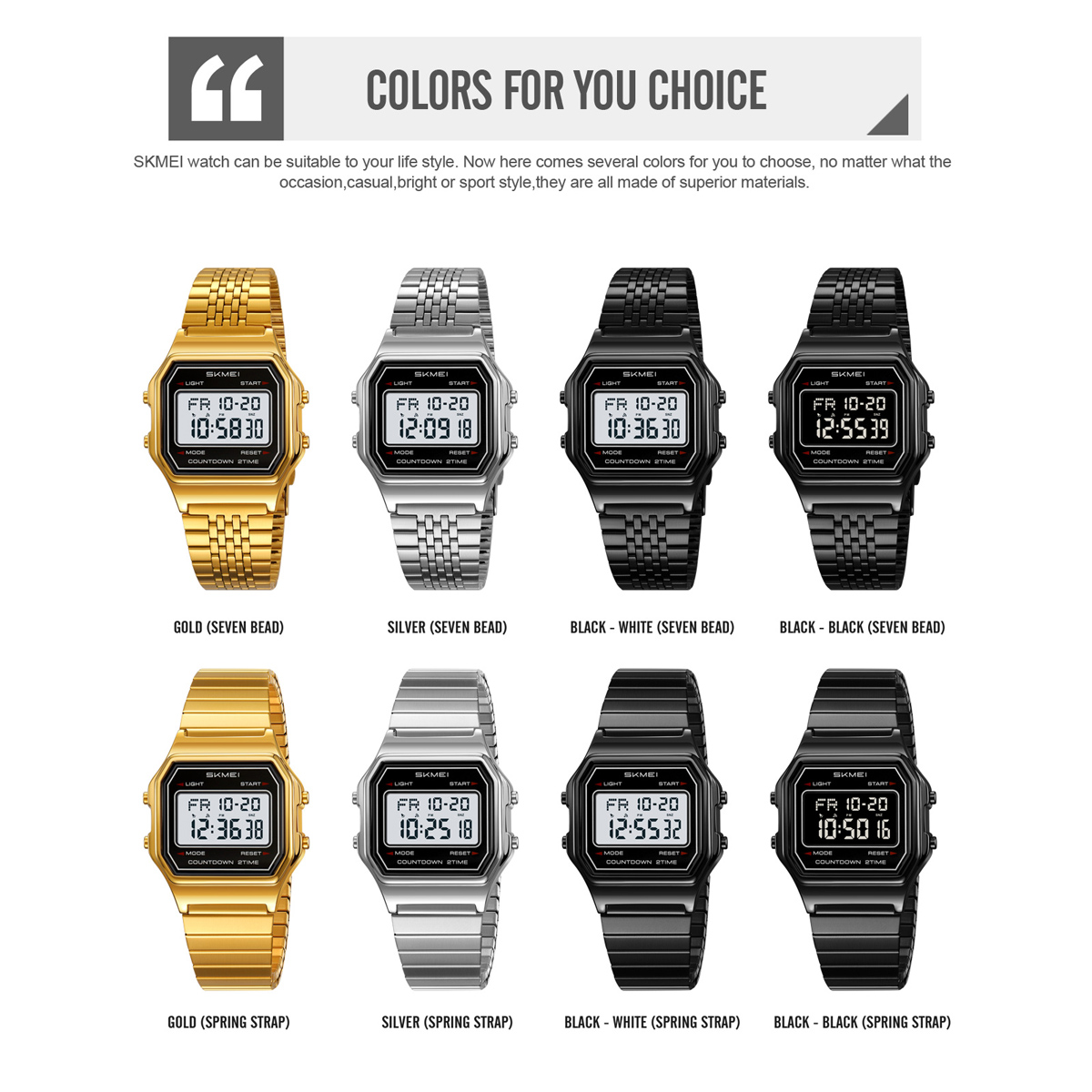 Fashion Brand SKMEI 2465 Top Quality White Style Water Resistant Digital Watch