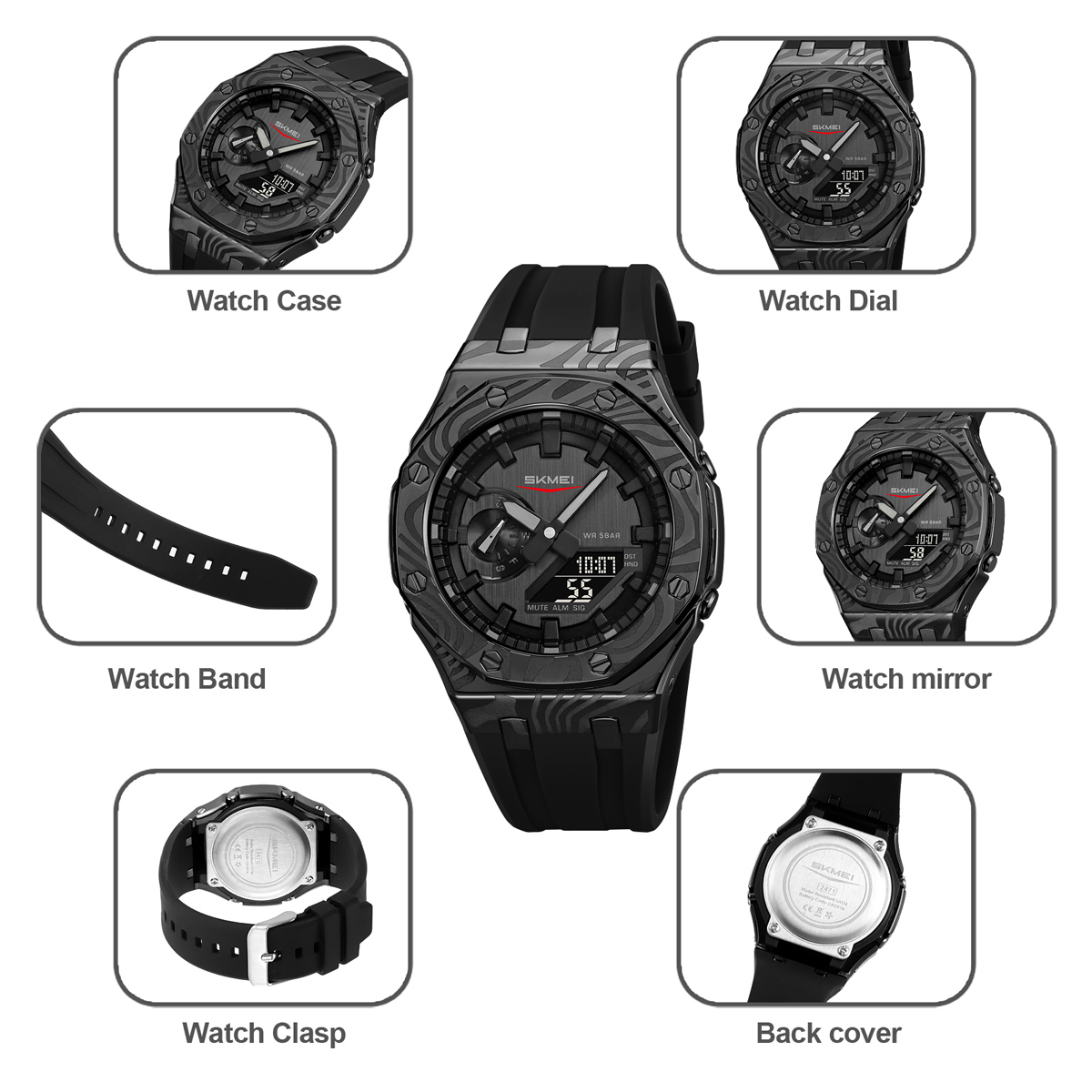 Direct Factory Skmei 2471 New Unique Design Dual Time Digital Watch 