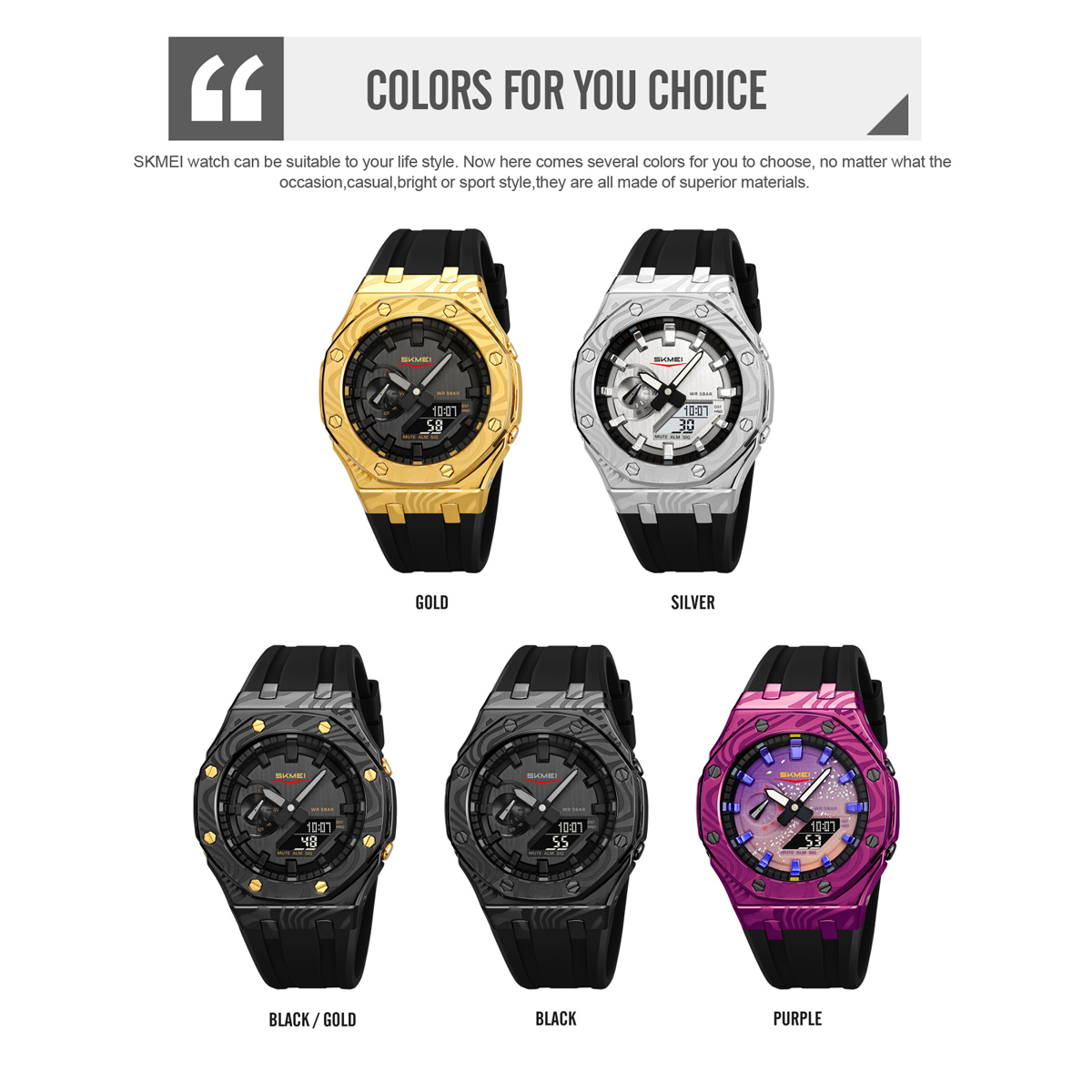 Direct Factory Skmei 2471 New Unique Design Dual Time Digital Watch 