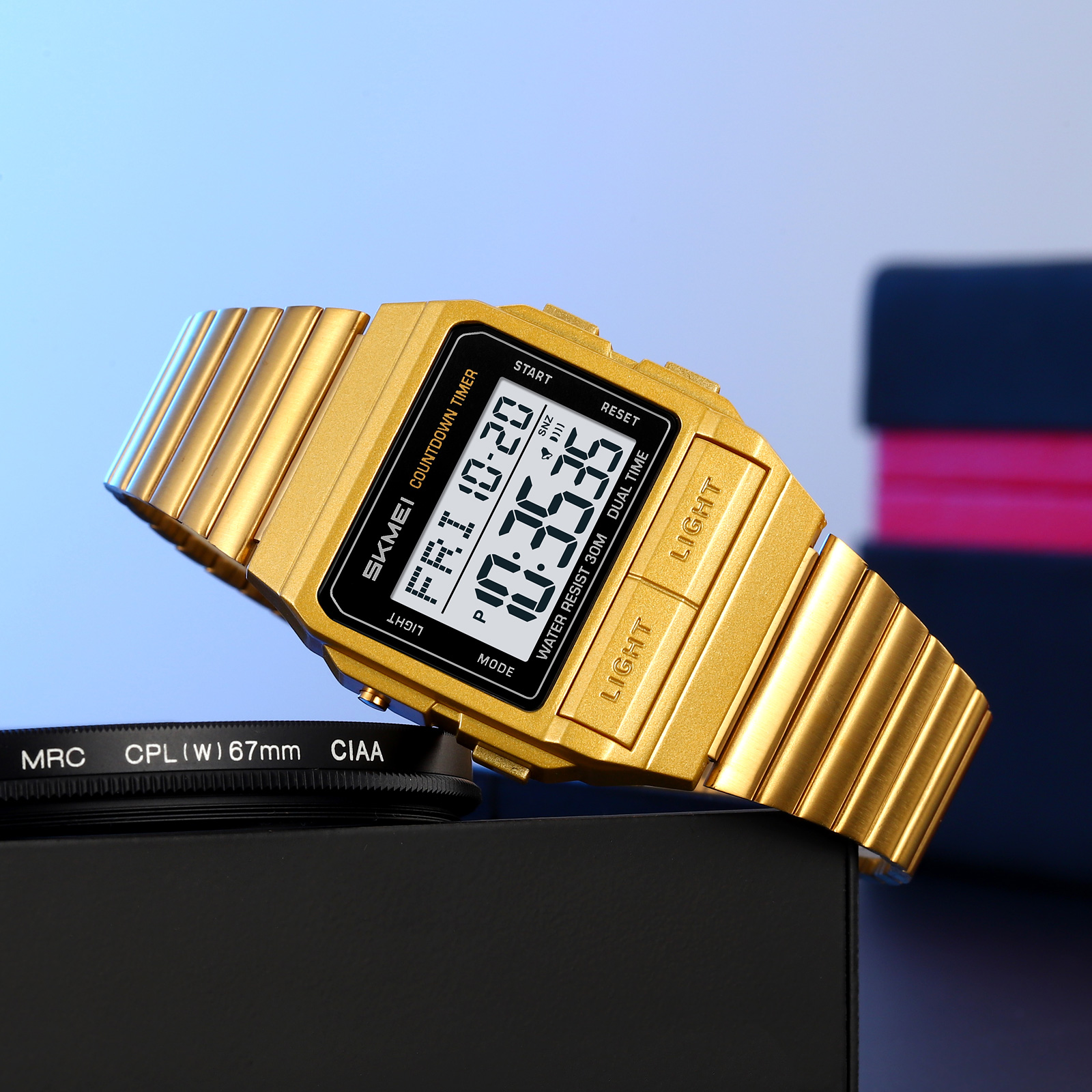 SKMEI 2475 Men's Simple Wristwatch Waterproof Alarm Luminous Spring Band