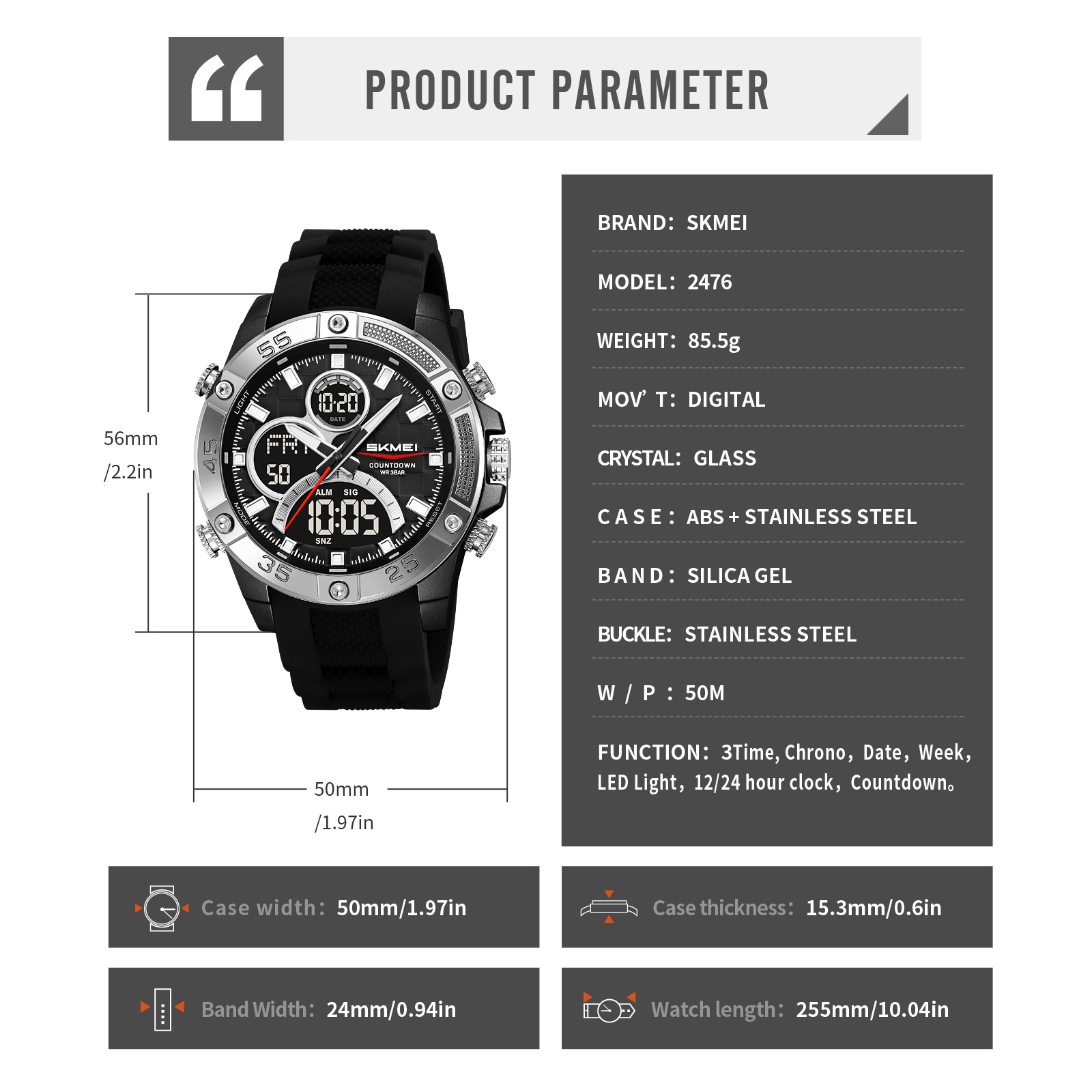 skmei 2476 analog watch men