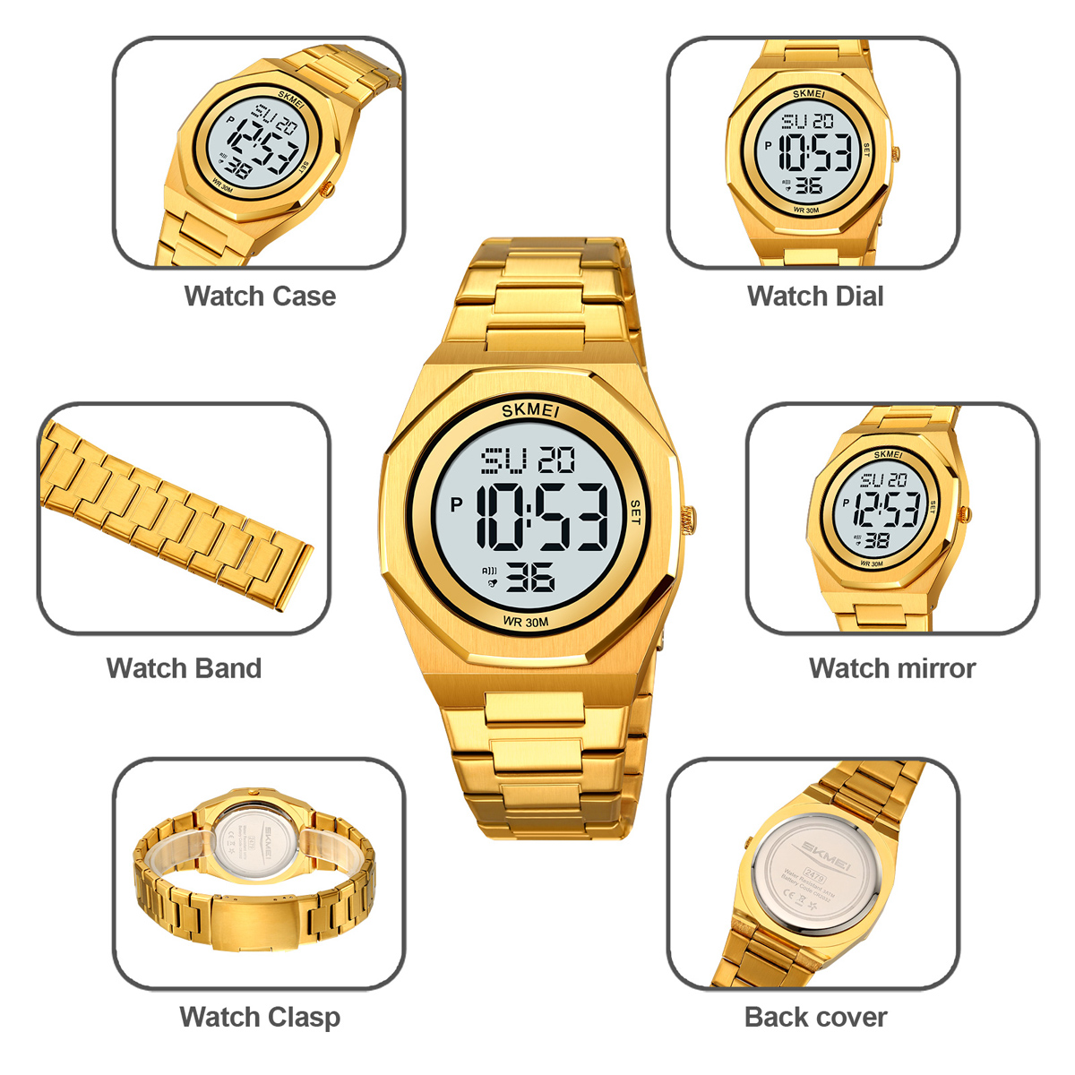 SKMEI 2479 Digital Watch for Man Stop Watch Time Reminder