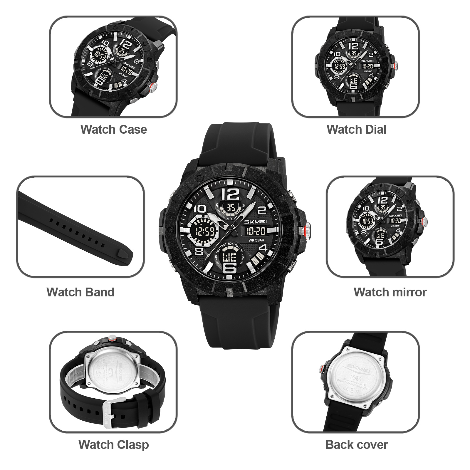 Skmei 2487 Wristwatch Factory Direct Electronic Analog Digital Waterproof Reloj