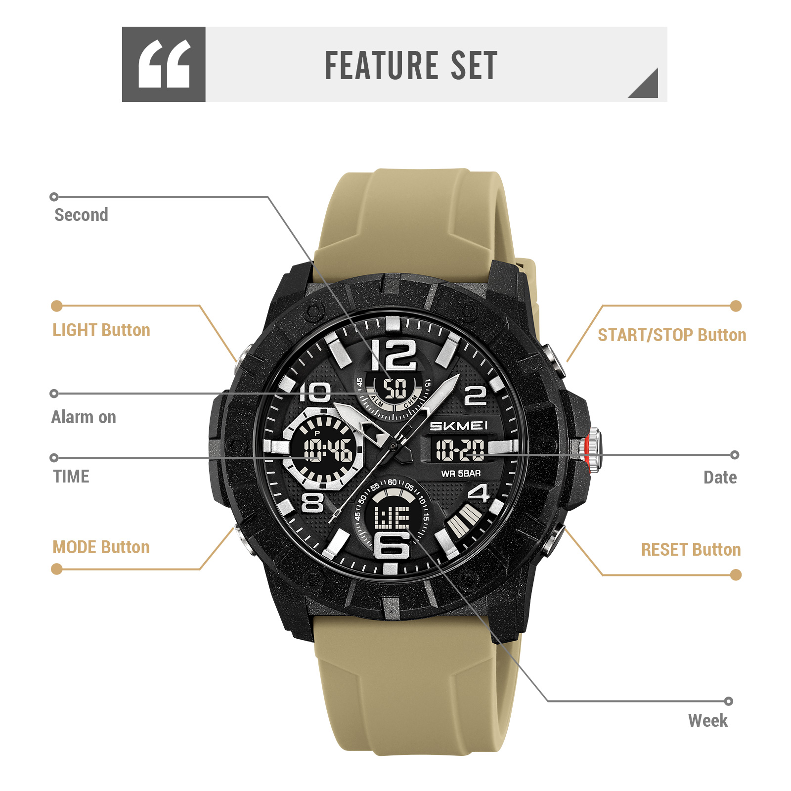 Skmei 2487 Wristwatch Factory Direct Electronic Analog Digital Waterproof Reloj