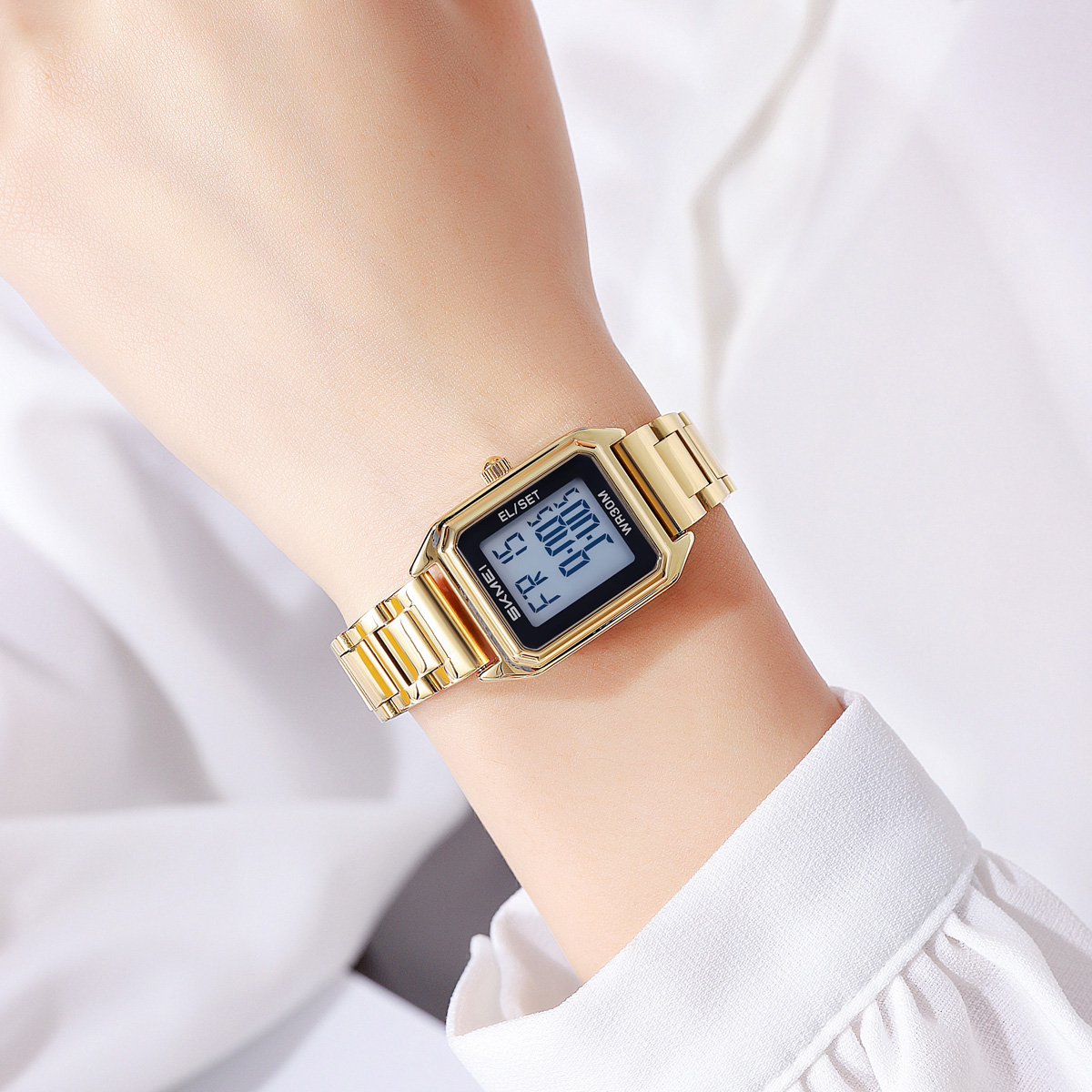 SKMEI 2493 Lady Stainless Steel Strap Women Digital Watch 