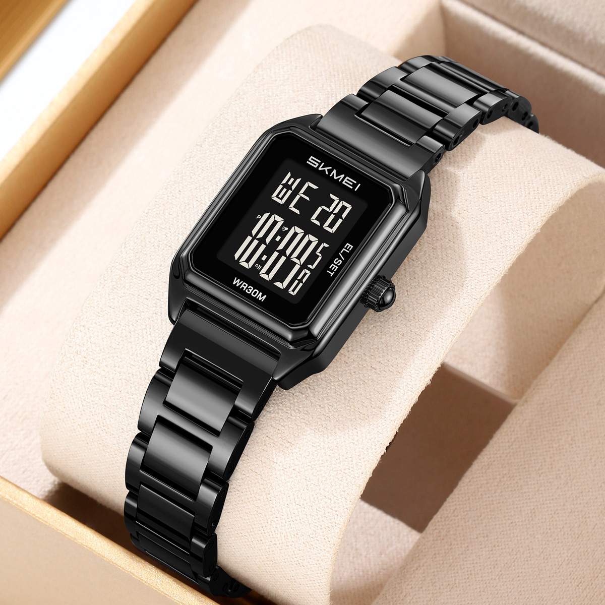 SKMEI 2493 Lady Stainless Steel Strap Women Digital Watch 