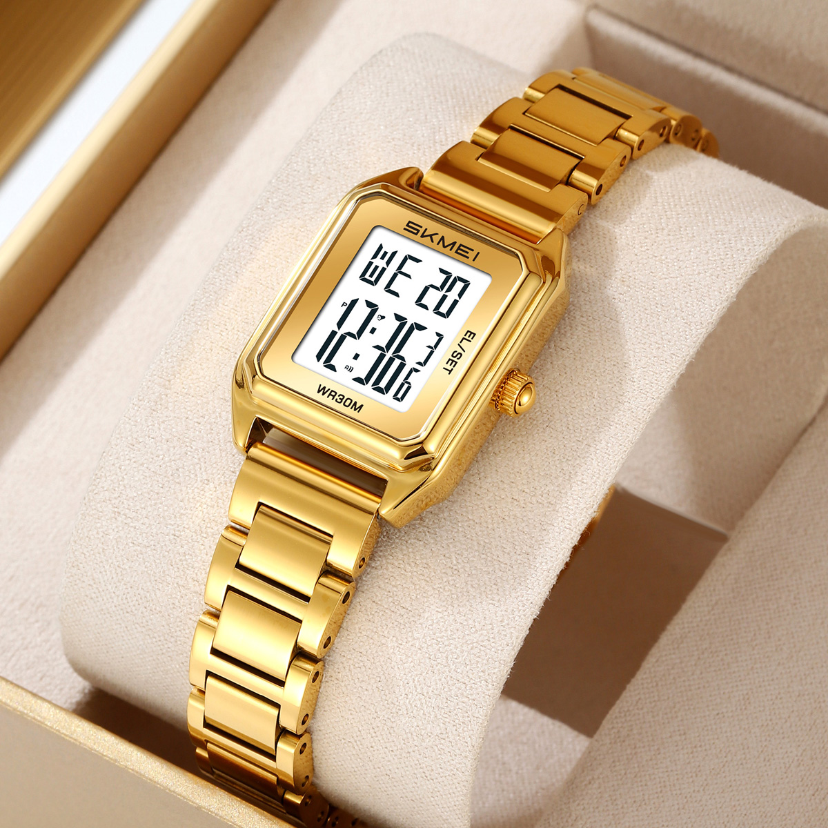 SKMEI 2493 Lady Stainless Steel Strap Women Digital Watch 