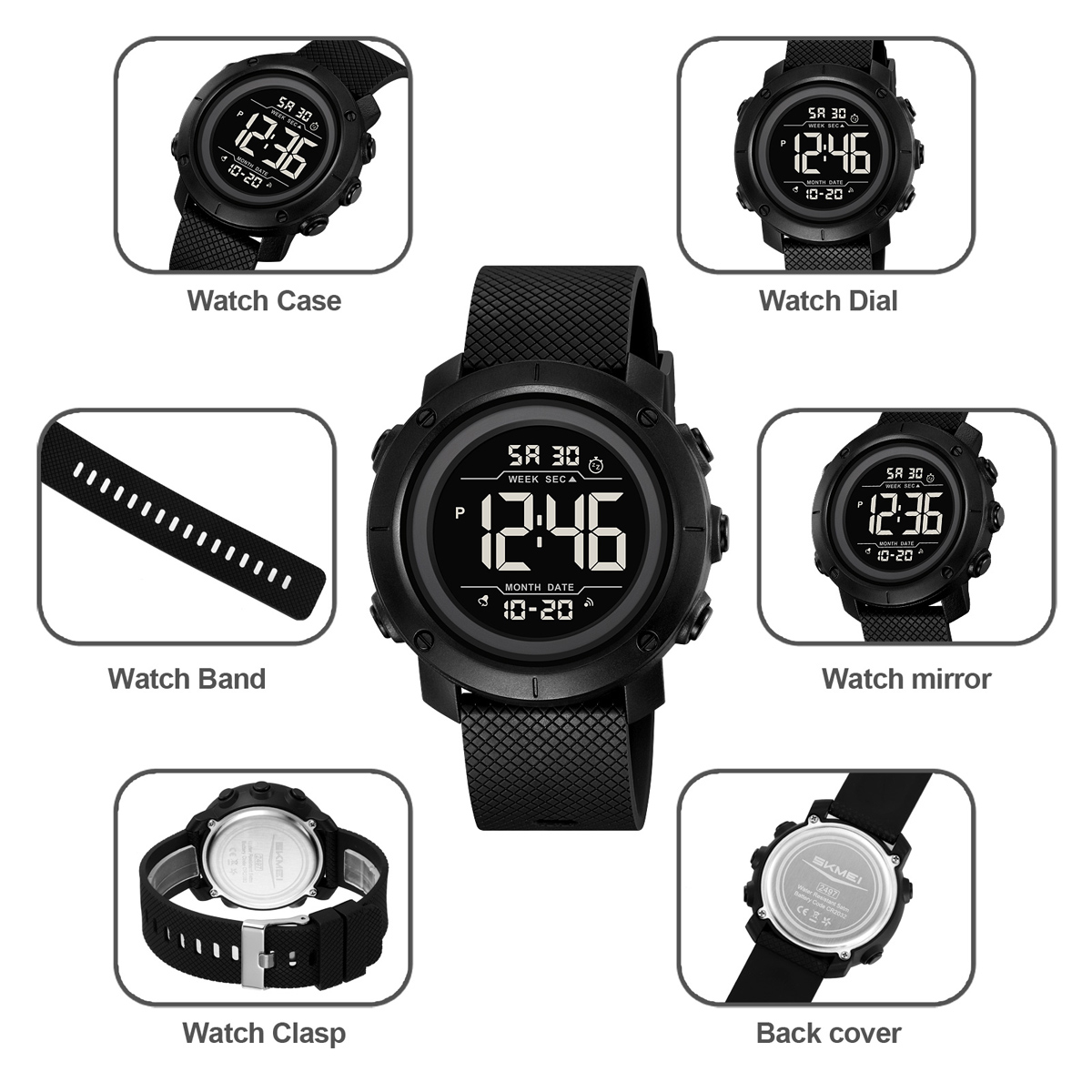 2497 Skmei Wholesale Man Digital Plastic Watches Sports Watch
