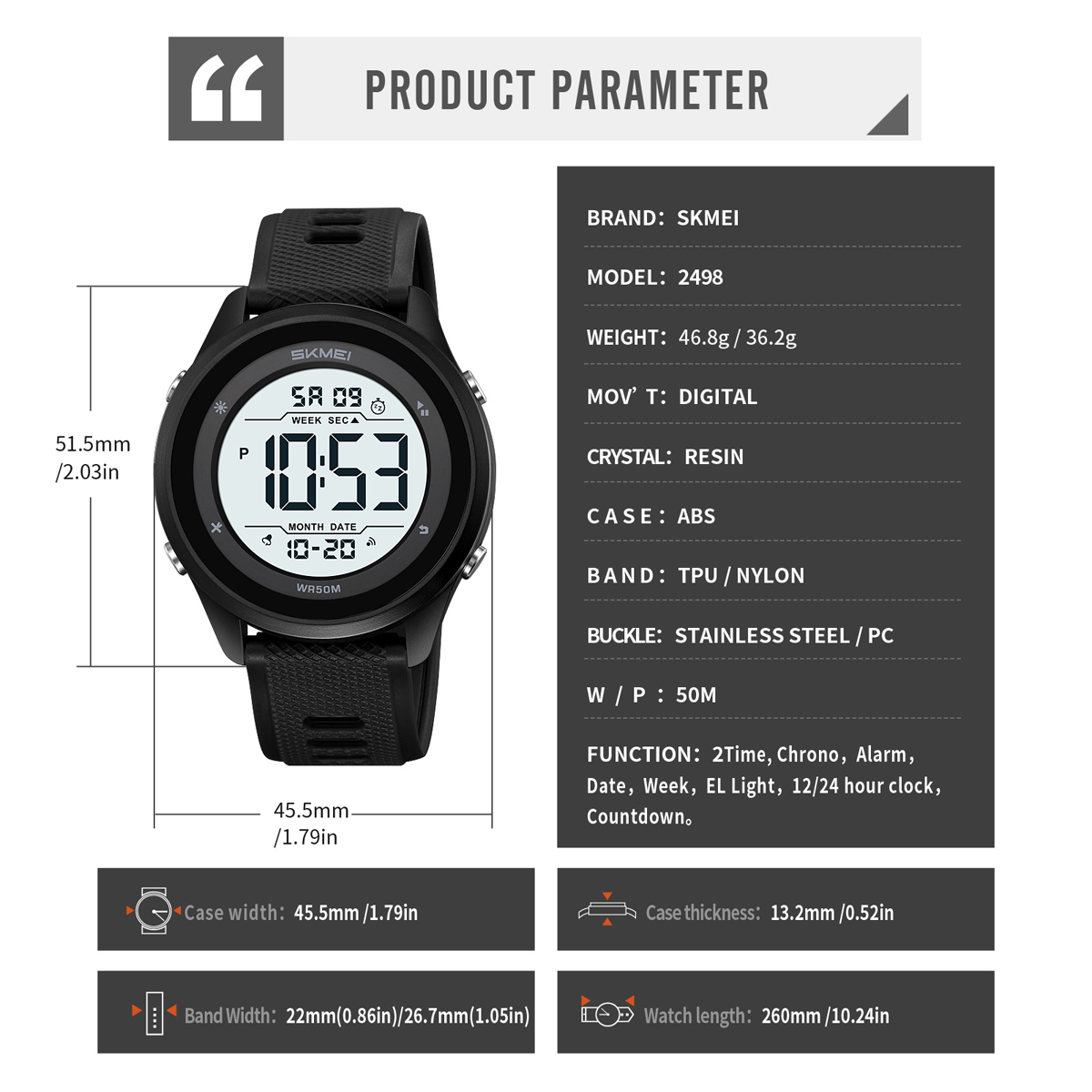 Skmei 2498 Watch Water Resistant Sport Watches