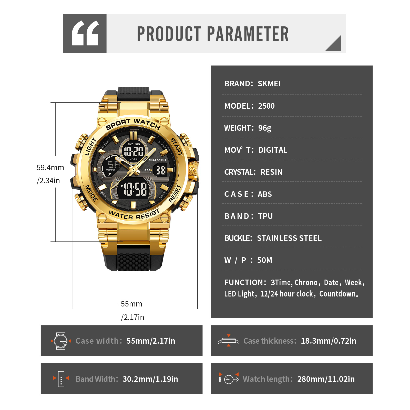 SKMEI ANALOG DIGITAL BIG WATCH 2500