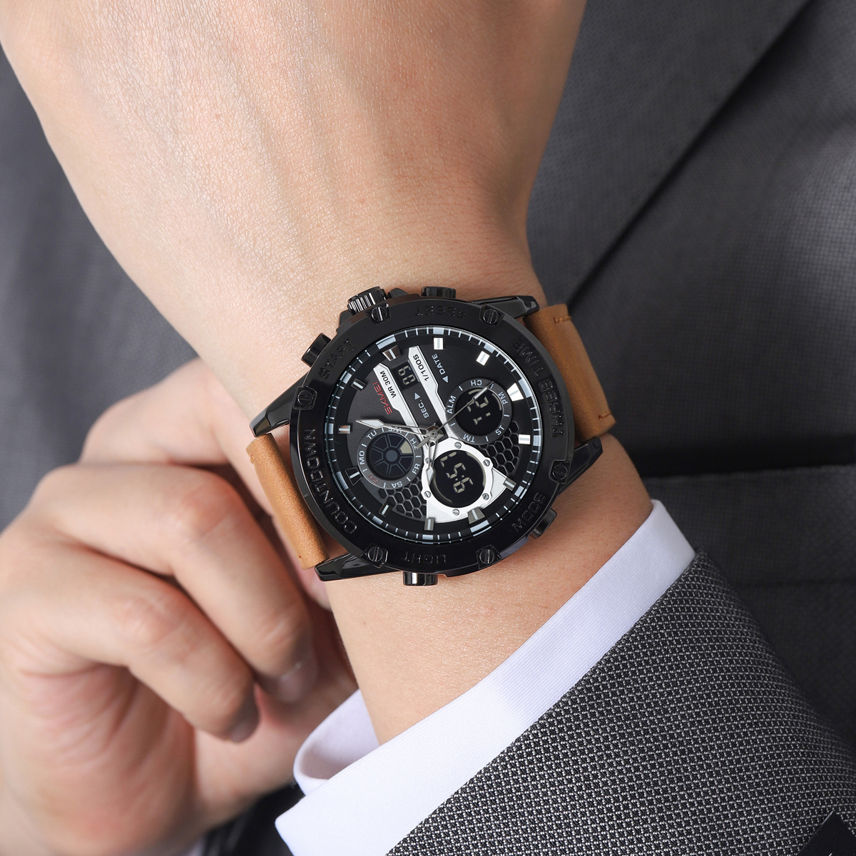 SKMEI 2502 Fashion Waterproof Dual Display Men Sport Relojes Wrist Digital Watch