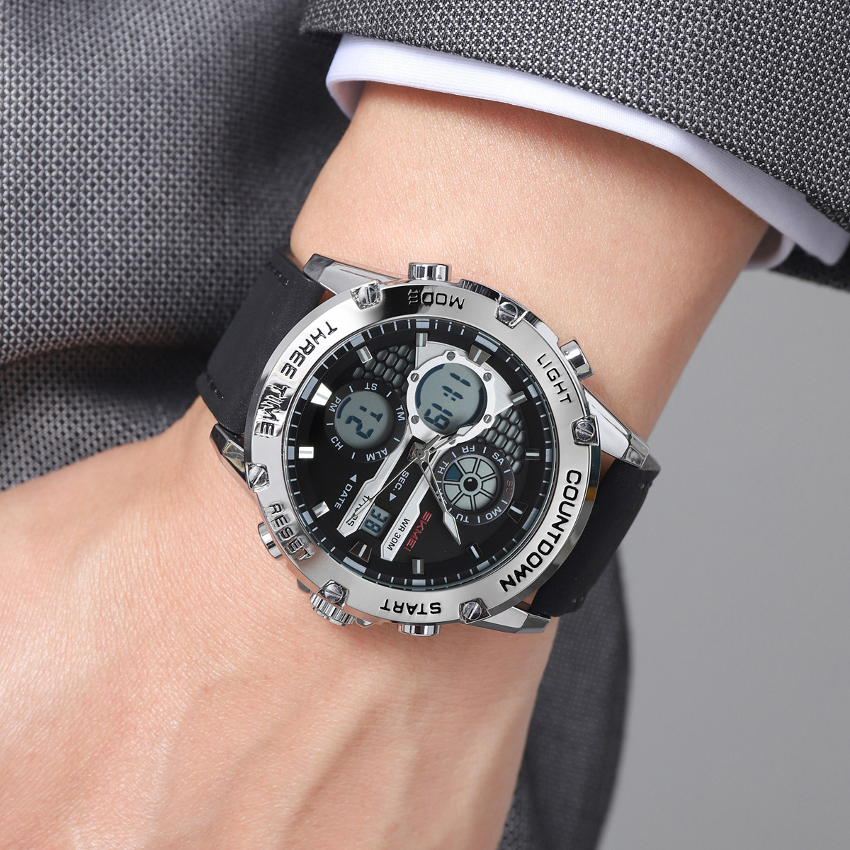 SKMEI 2502 Fashion Waterproof Dual Display Men Sport Relojes Wrist Digital Watch