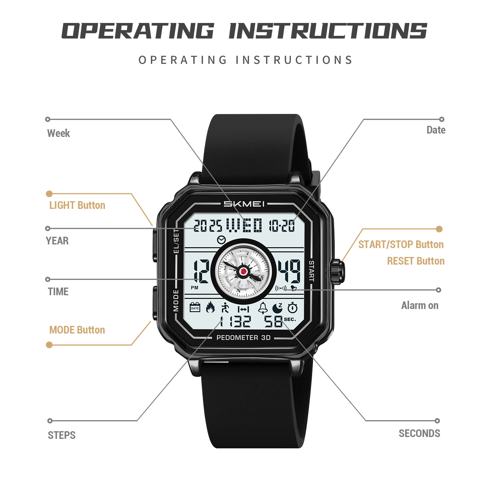 SKMEI 2507 METAL DIGITAL WATCH