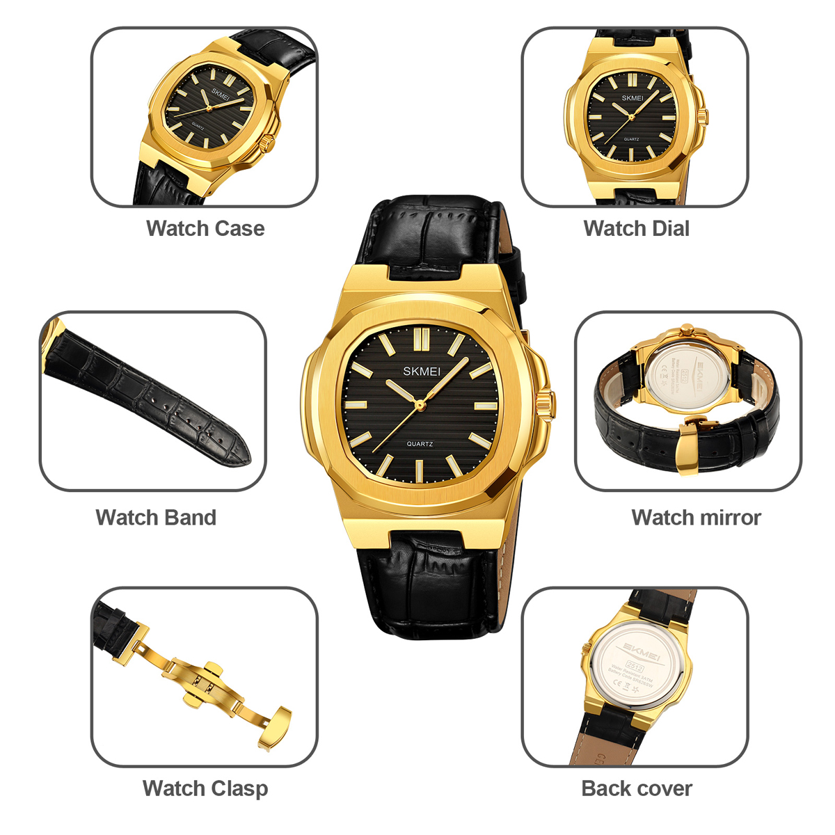 Fashion Watch SKMEI 2512 Quartz Watch Genuine Leather Band